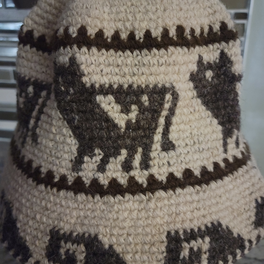 Handcrafted Peruvian Beige and Brown Knit Hat